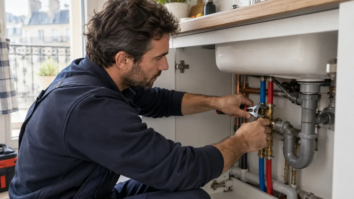 Artisan intervenant dans un logement francilien